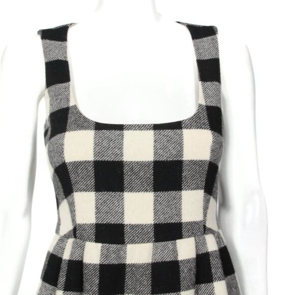 Red VALENTINO Black Off White Plaid Virgin Wool Sleeveless Mini Dress sz 40 /741 - Picture 2 of 7